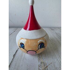 Vintage ceramic Santa container head dish hat unique shabby chic
